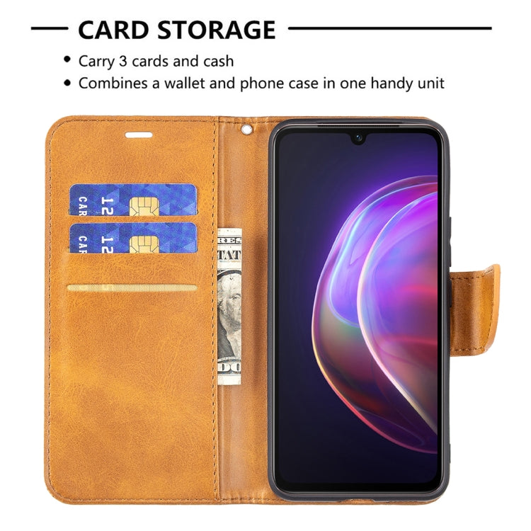 For vivo V21 Retro Lambskin Texture Pure Color Horizontal Flip PU Leather Case with Holder & Card Slots & Wallet & Lanyard