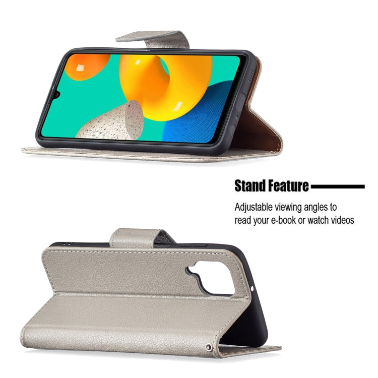 For Samsung Galaxy M32 Litchi Texture Pure Color Horizontal Flip Leather Case with Holder & Card Slots & Wallet & Lanyard