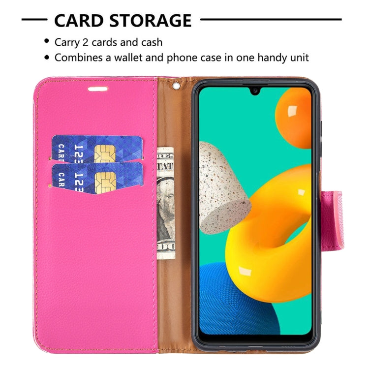 For Samsung Galaxy M32 Litchi Texture Pure Color Horizontal Flip Leather Case with Holder & Card Slots & Wallet & Lanyard