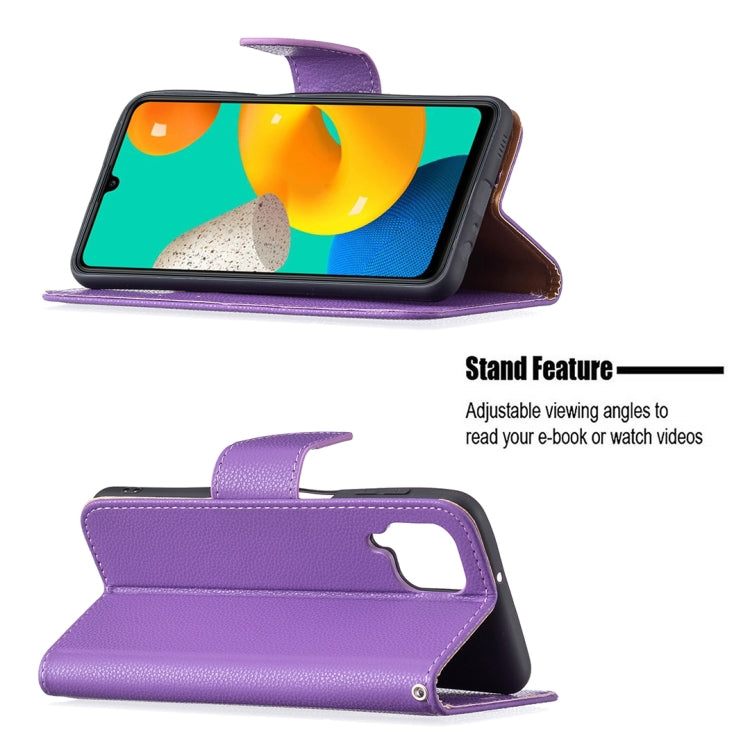 For Samsung Galaxy M32 Litchi Texture Pure Color Horizontal Flip Leather Case with Holder & Card Slots & Wallet & Lanyard
