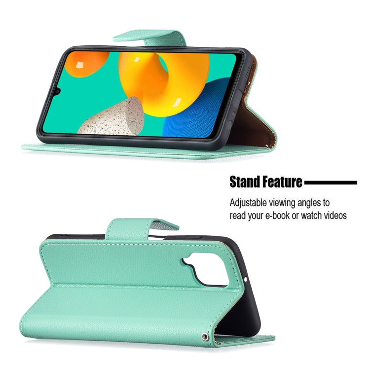 For Samsung Galaxy M32 Litchi Texture Pure Color Horizontal Flip Leather Case with Holder & Card Slots & Wallet & Lanyard