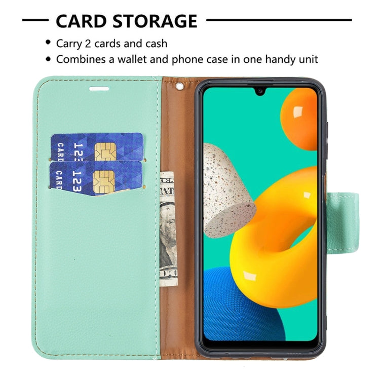 For Samsung Galaxy M32 Litchi Texture Pure Color Horizontal Flip Leather Case with Holder & Card Slots & Wallet & Lanyard