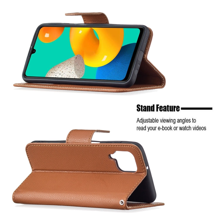For Samsung Galaxy M32 Litchi Texture Pure Color Horizontal Flip Leather Case with Holder & Card Slots & Wallet & Lanyard