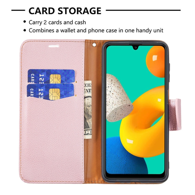 For Samsung Galaxy M32 Litchi Texture Pure Color Horizontal Flip Leather Case with Holder & Card Slots & Wallet & Lanyard