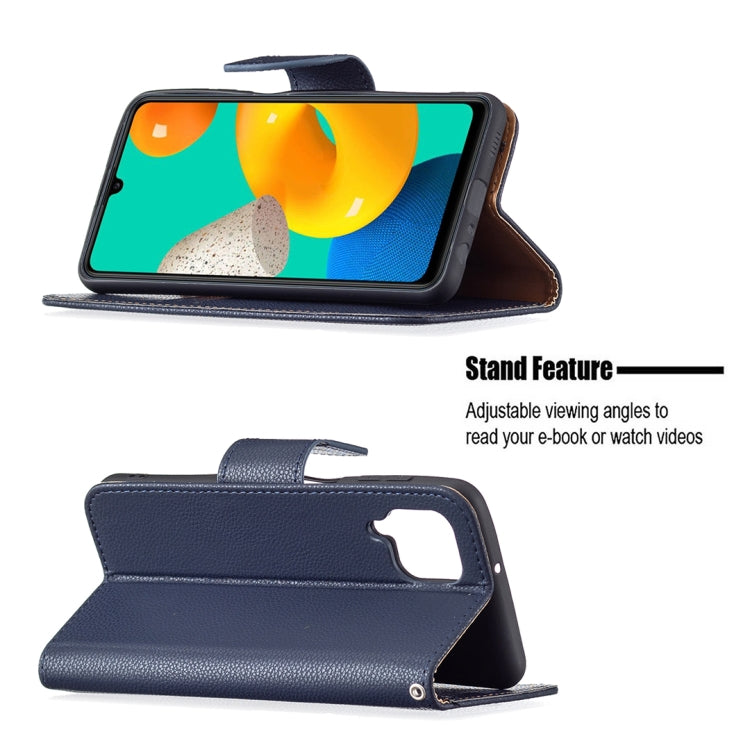 For Samsung Galaxy M32 Litchi Texture Pure Color Horizontal Flip Leather Case with Holder & Card Slots & Wallet & Lanyard