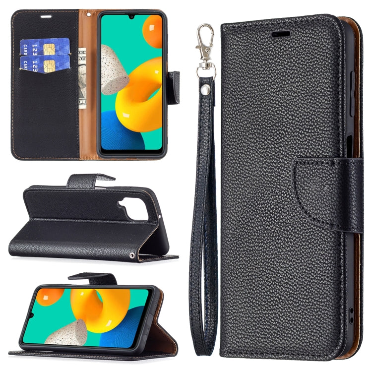 For Samsung Galaxy M32 Litchi Texture Pure Color Horizontal Flip Leather Case with Holder & Card Slots & Wallet & Lanyard
