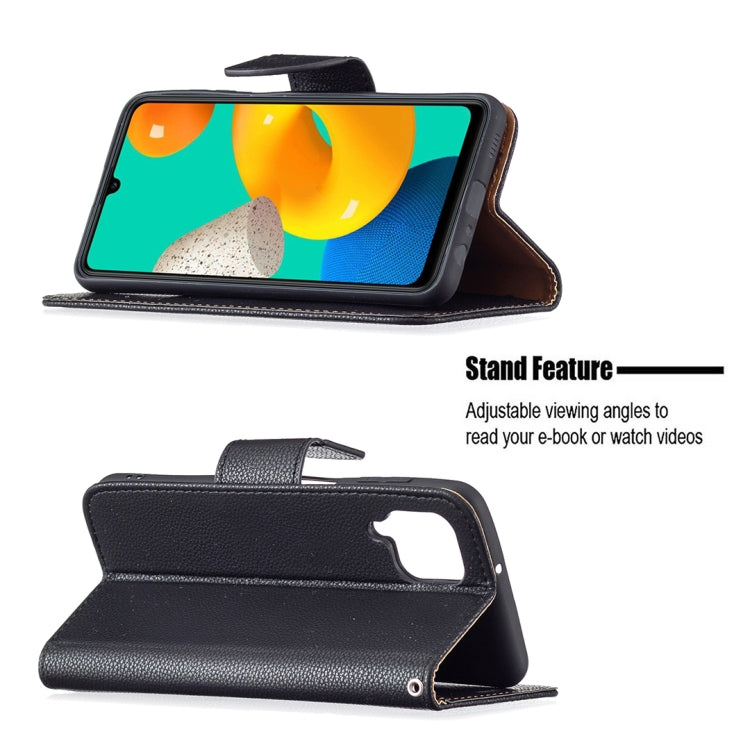 For Samsung Galaxy M32 Litchi Texture Pure Color Horizontal Flip Leather Case with Holder & Card Slots & Wallet & Lanyard