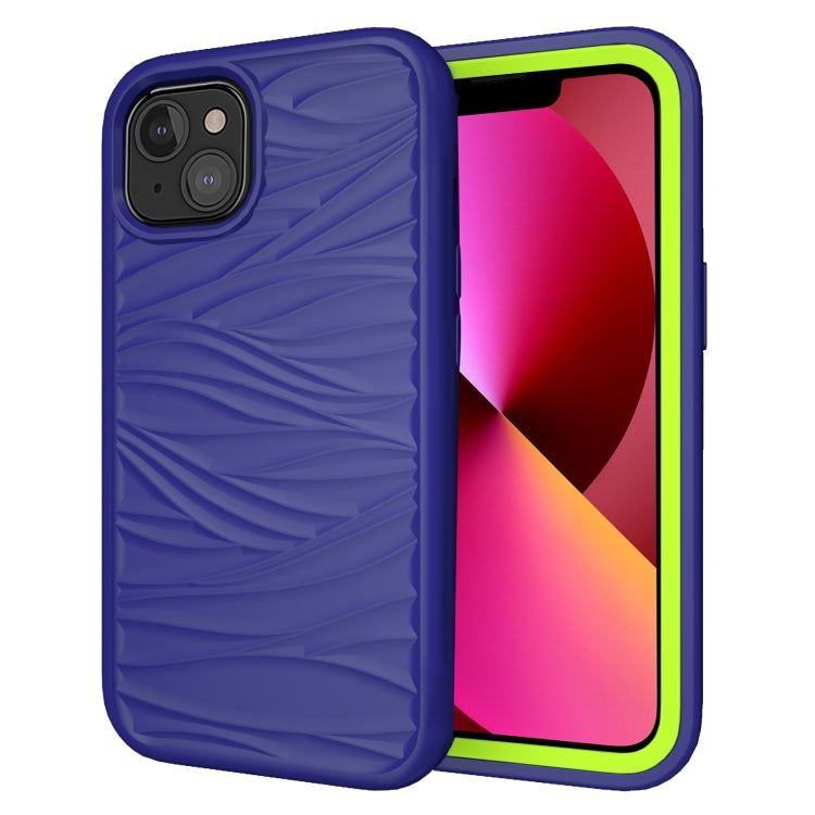 For iPhone 13 Wave Pattern 3 in 1 Silicone + PC Shockproof Protective Case