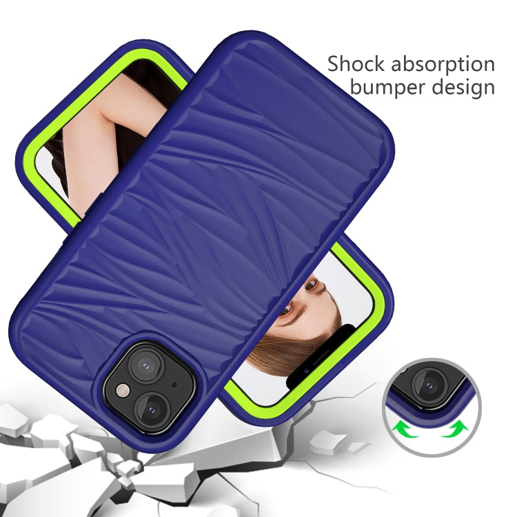 For iPhone 13 Wave Pattern 3 in 1 Silicone + PC Shockproof Protective Case