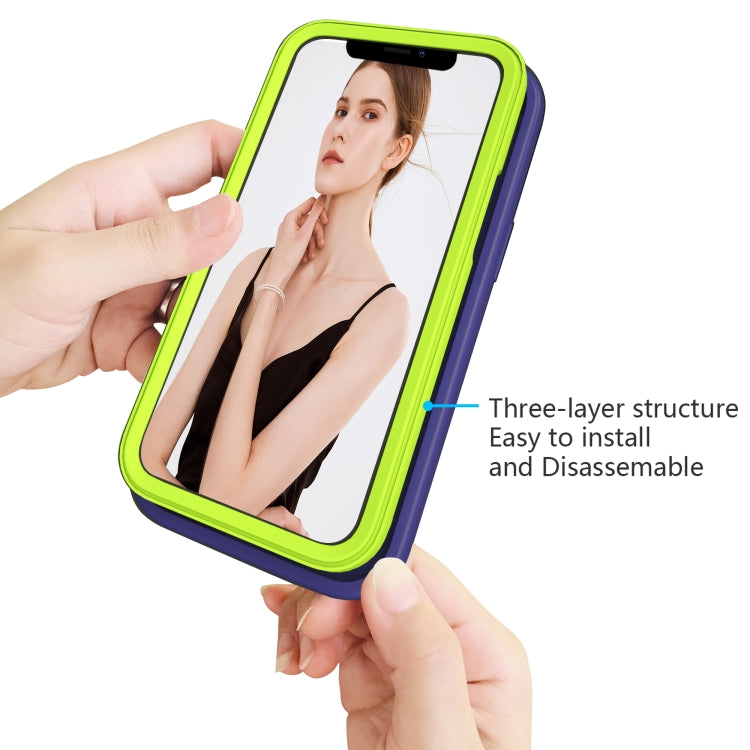 For iPhone 13 Wave Pattern 3 in 1 Silicone + PC Shockproof Protective Case