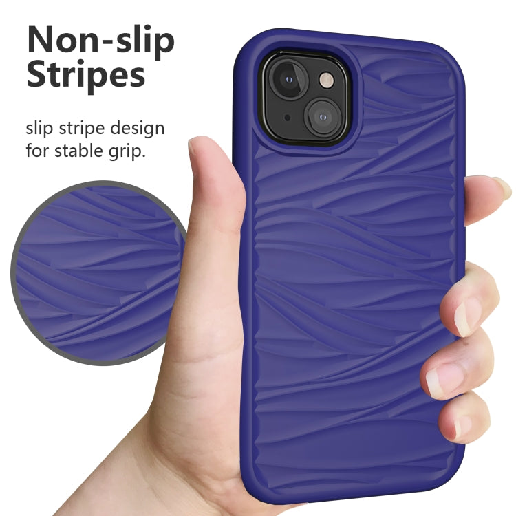 For iPhone 13 Wave Pattern 3 in 1 Silicone + PC Shockproof Protective Case