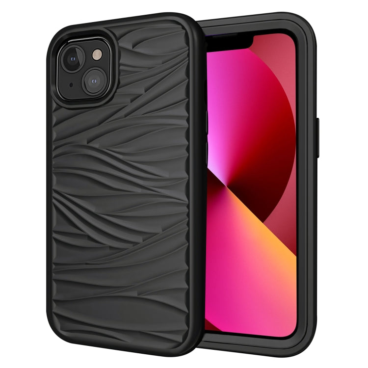 For iPhone 13 Wave Pattern 3 in 1 Silicone + PC Shockproof Protective Case