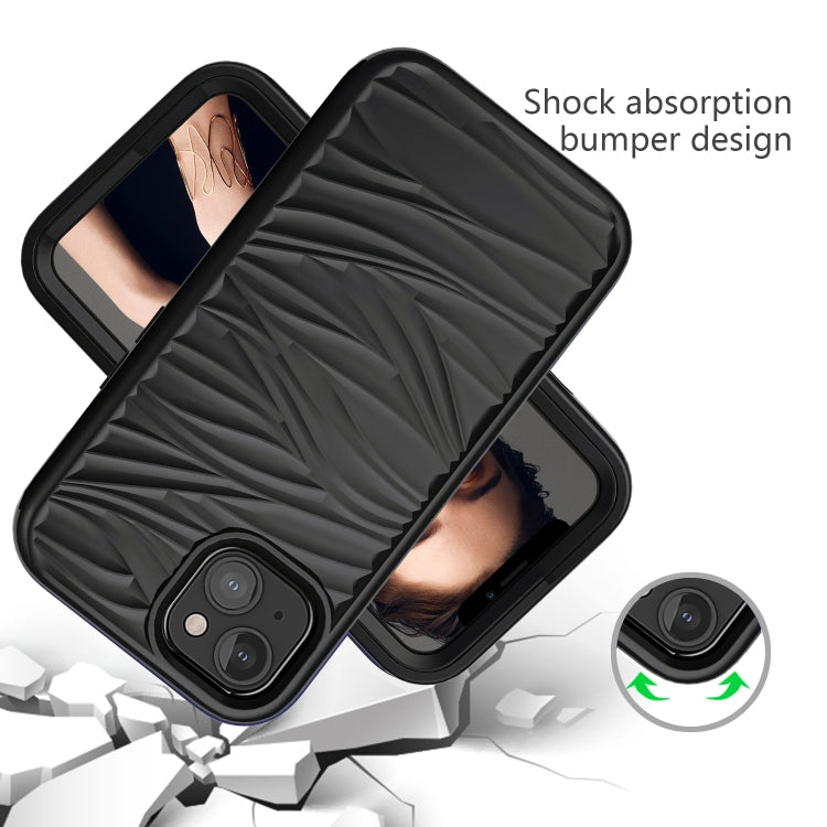 For iPhone 13 Wave Pattern 3 in 1 Silicone + PC Shockproof Protective Case