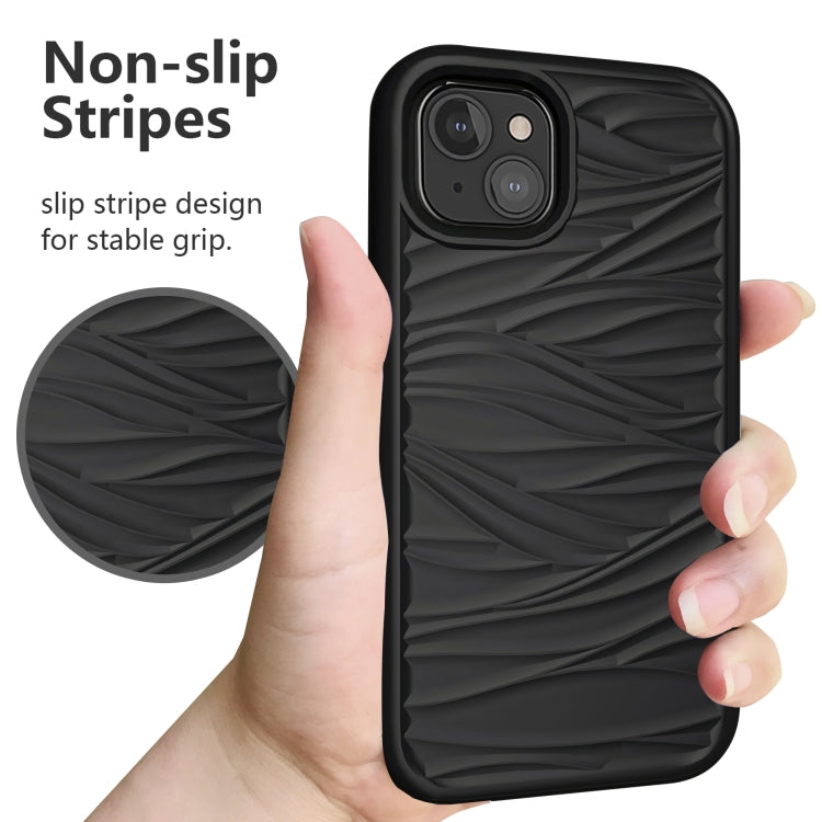 For iPhone 13 Wave Pattern 3 in 1 Silicone + PC Shockproof Protective Case