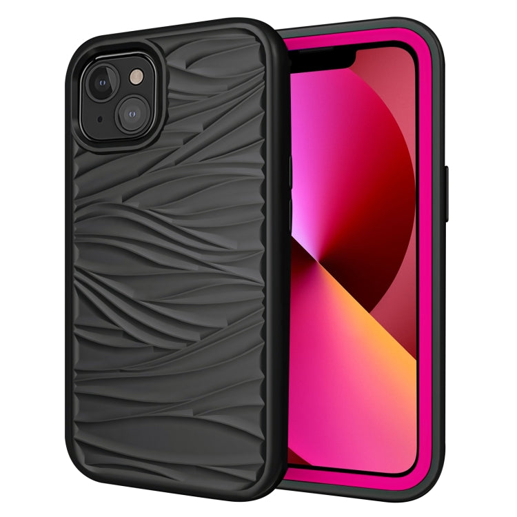 For iPhone 13 Wave Pattern 3 in 1 Silicone + PC Shockproof Protective Case