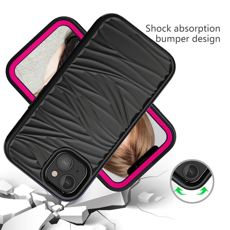 For iPhone 13 Wave Pattern 3 in 1 Silicone + PC Shockproof Protective Case