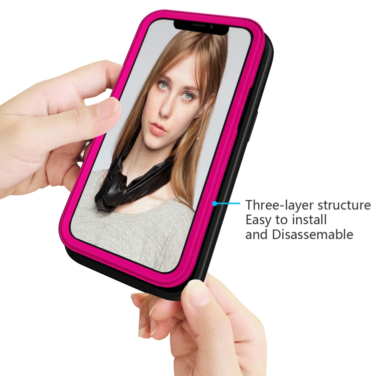For iPhone 13 Wave Pattern 3 in 1 Silicone + PC Shockproof Protective Case