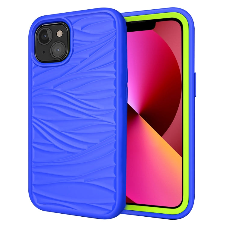 For iPhone 13 Wave Pattern 3 in 1 Silicone + PC Shockproof Protective Case