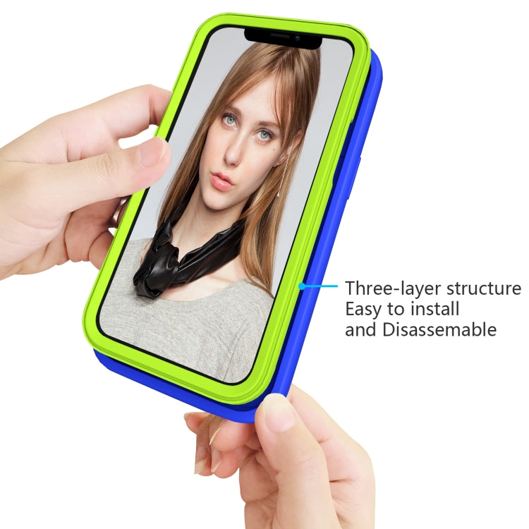 For iPhone 13 Wave Pattern 3 in 1 Silicone + PC Shockproof Protective Case