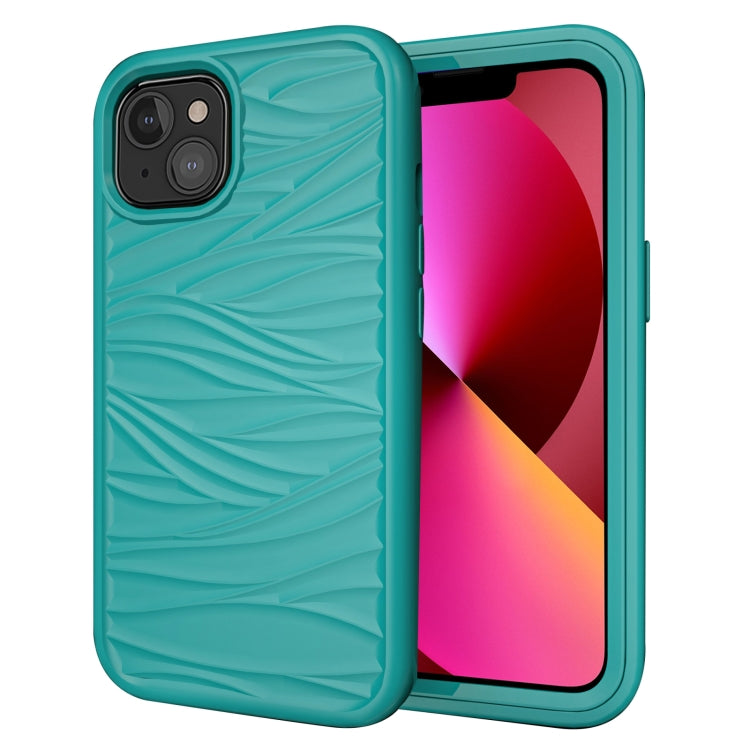 For iPhone 13 Wave Pattern 3 in 1 Silicone + PC Shockproof Protective Case