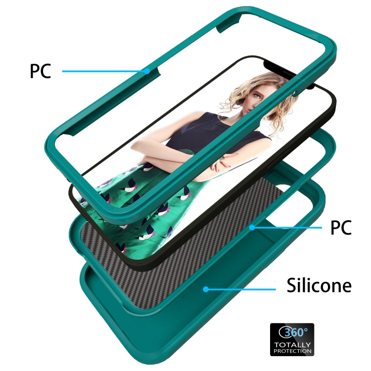 For iPhone 13 Wave Pattern 3 in 1 Silicone + PC Shockproof Protective Case