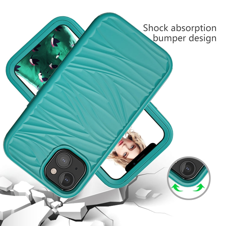 For iPhone 13 Wave Pattern 3 in 1 Silicone + PC Shockproof Protective Case