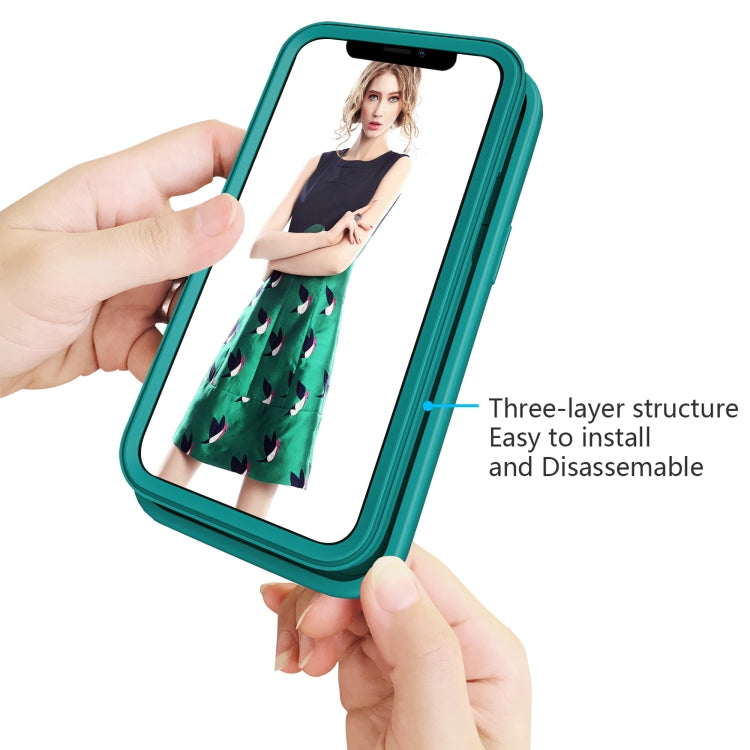 For iPhone 13 Wave Pattern 3 in 1 Silicone + PC Shockproof Protective Case
