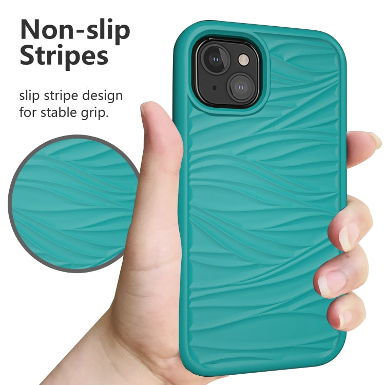 For iPhone 13 Wave Pattern 3 in 1 Silicone + PC Shockproof Protective Case