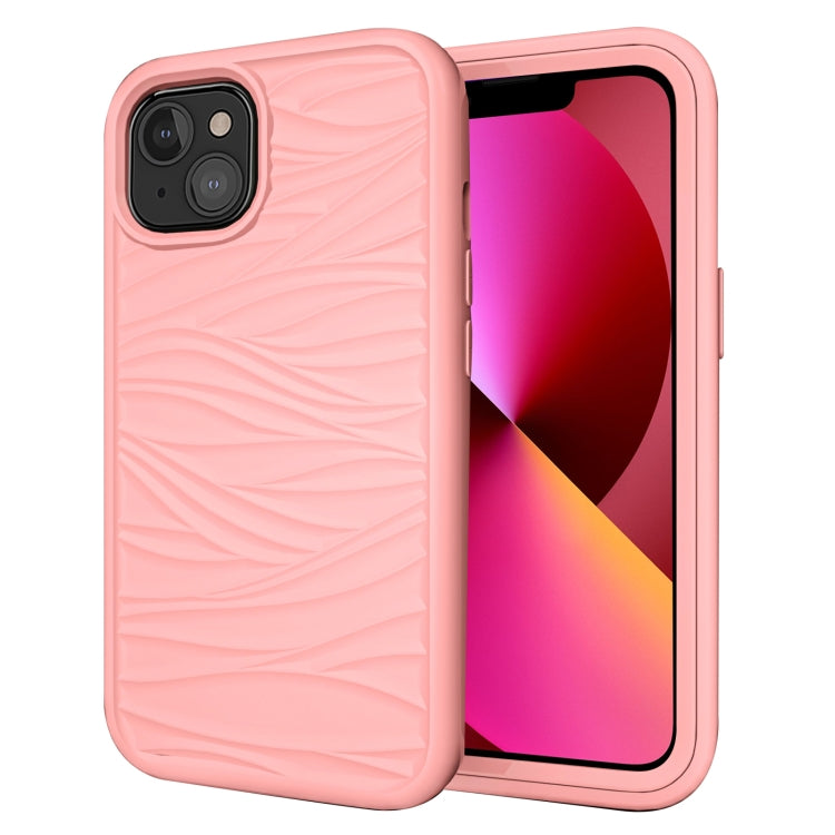 For iPhone 13 Wave Pattern 3 in 1 Silicone + PC Shockproof Protective Case
