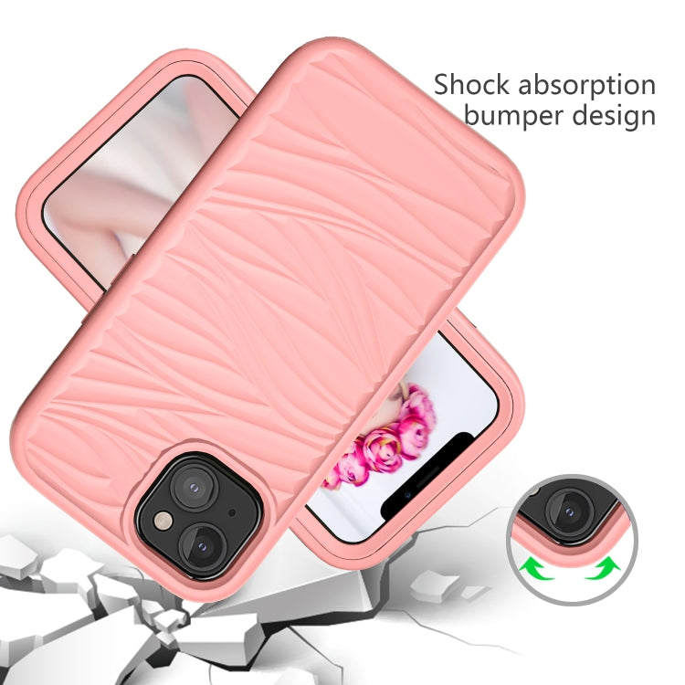 For iPhone 13 Wave Pattern 3 in 1 Silicone + PC Shockproof Protective Case