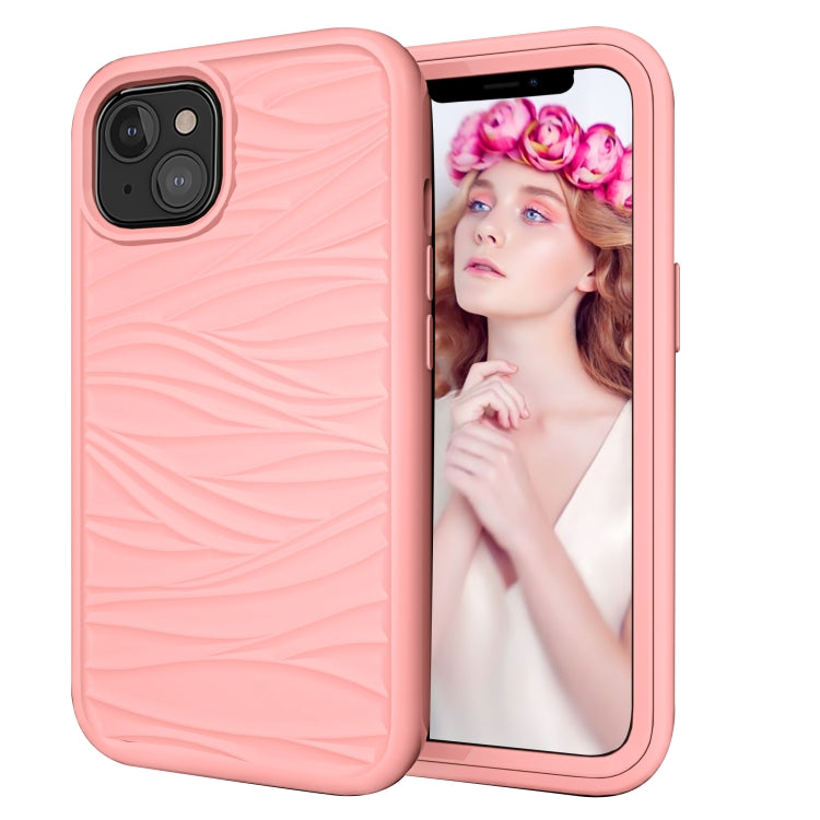 For iPhone 13 Wave Pattern 3 in 1 Silicone + PC Shockproof Protective Case