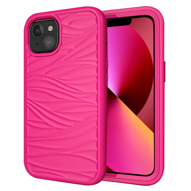 For iPhone 13 Wave Pattern 3 in 1 Silicone + PC Shockproof Protective Case