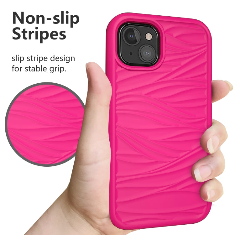 For iPhone 13 Wave Pattern 3 in 1 Silicone + PC Shockproof Protective Case