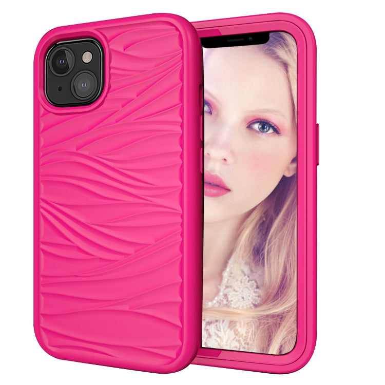 For iPhone 13 Wave Pattern 3 in 1 Silicone + PC Shockproof Protective Case
