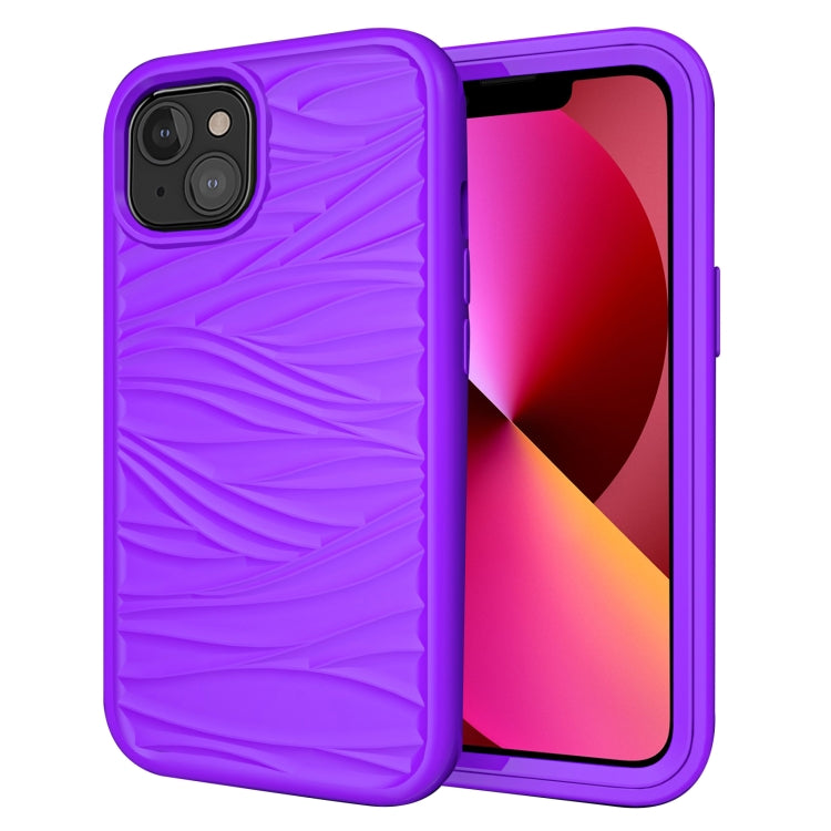 For iPhone 13 Wave Pattern 3 in 1 Silicone + PC Shockproof Protective Case