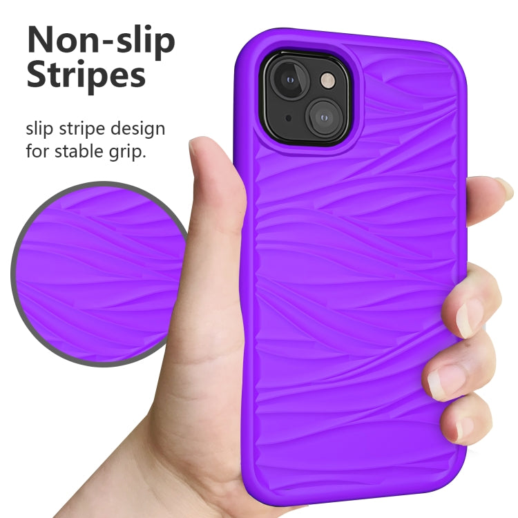 For iPhone 13 Wave Pattern 3 in 1 Silicone + PC Shockproof Protective Case