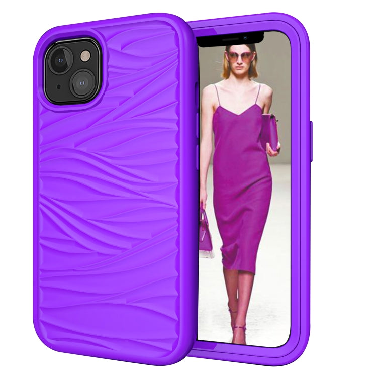 For iPhone 13 Wave Pattern 3 in 1 Silicone + PC Shockproof Protective Case