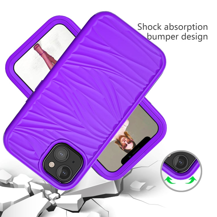 For iPhone 13 Wave Pattern 3 in 1 Silicone + PC Shockproof Protective Case