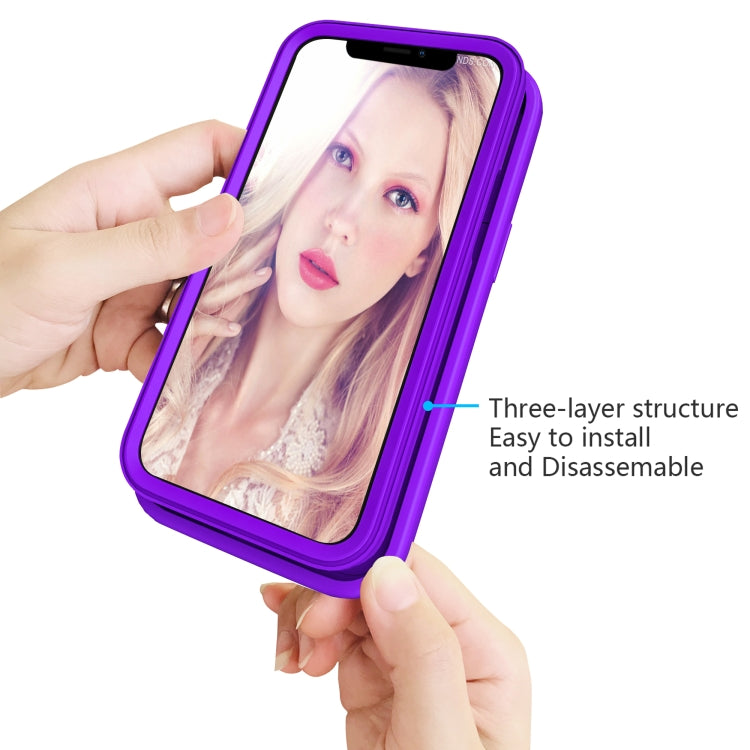 For iPhone 13 Wave Pattern 3 in 1 Silicone + PC Shockproof Protective Case