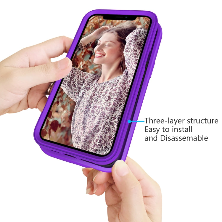 For iPhone 13 Pro Wave Pattern 3 in 1 Silicone + PC Shockproof Protective Case