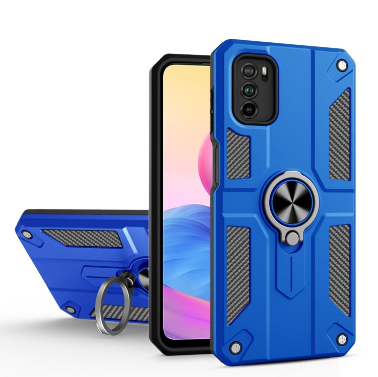 For Xiaomi Redmi Note 10 5G Carbon Fiber Pattern PC + TPU Protective Case with Ring Holder