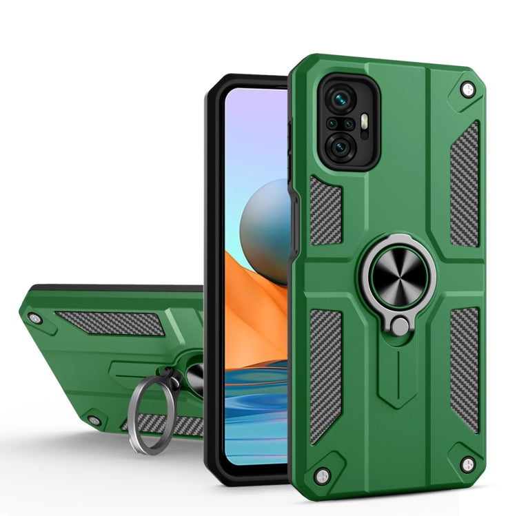 For Xiaomi Redmi Note 10 Pro Max Carbon Fiber Pattern PC + TPU Protective Case with Ring Holder