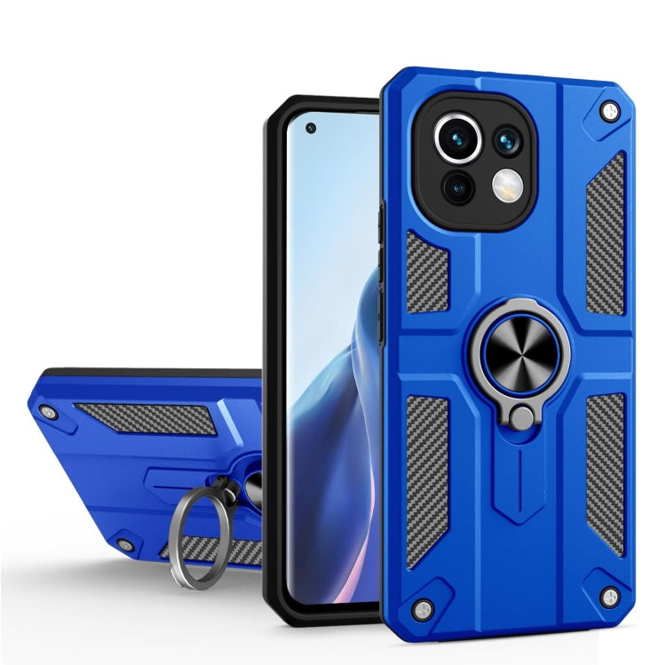 For Xiaomi Mi 11 Carbon Fiber Pattern PC + TPU Protective Case with Ring Holder