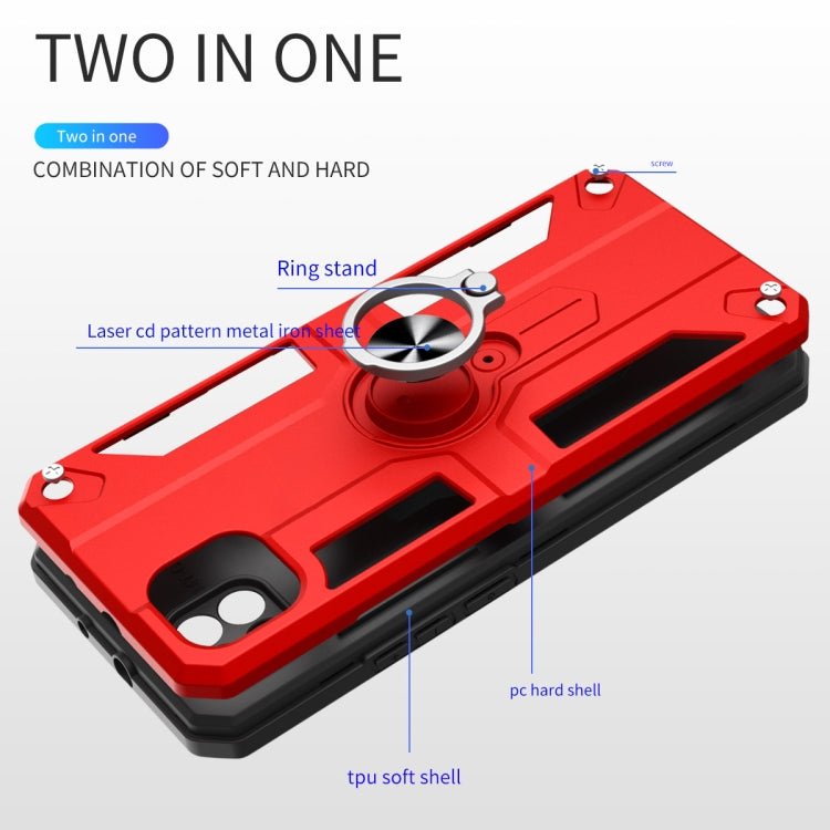 For Xiaomi Poco C3 Carbon Fiber Pattern PC + TPU Protective Case with Ring Holder