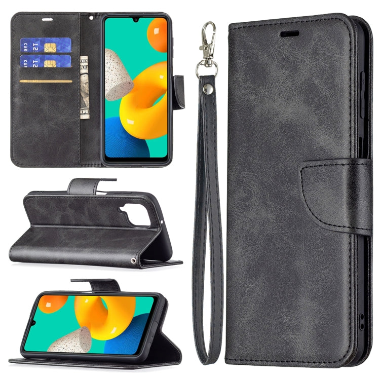 For Samsung Galaxy M32 Retro Lambskin Texture Pure Color Horizontal Flip PU Leather Case with Holder & Card Slots & Wallet & Lanyard