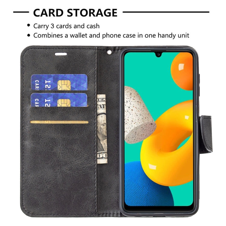 For Samsung Galaxy M32 Retro Lambskin Texture Pure Color Horizontal Flip PU Leather Case with Holder & Card Slots & Wallet & Lanyard