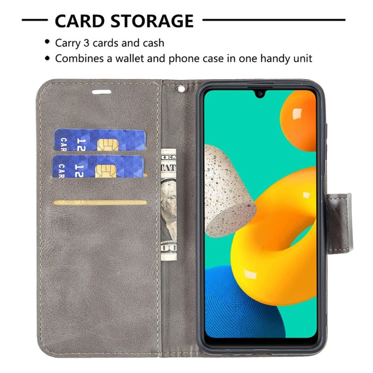 For Samsung Galaxy M32 Retro Lambskin Texture Pure Color Horizontal Flip PU Leather Case with Holder & Card Slots & Wallet & Lanyard