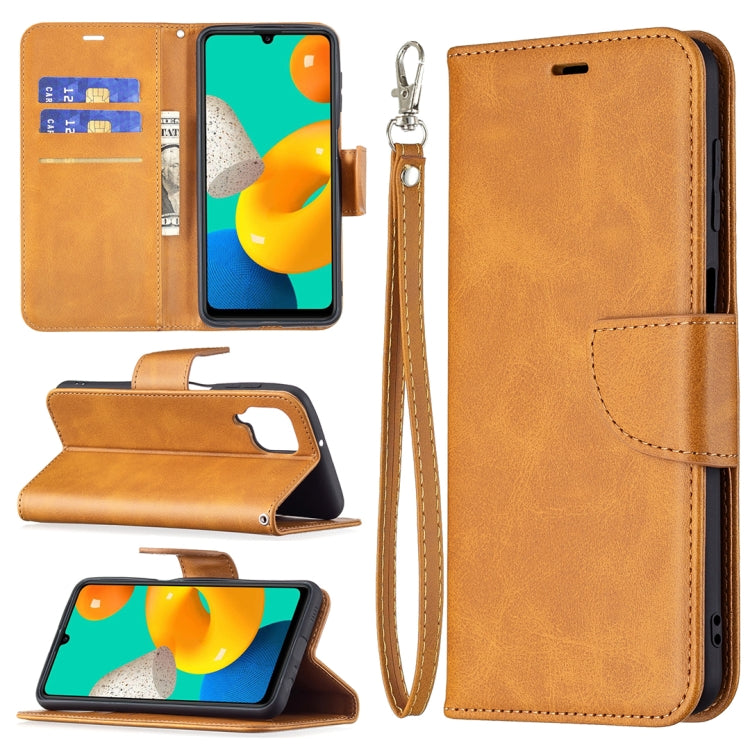 For Samsung Galaxy M32 Retro Lambskin Texture Pure Color Horizontal Flip PU Leather Case with Holder & Card Slots & Wallet & Lanyard