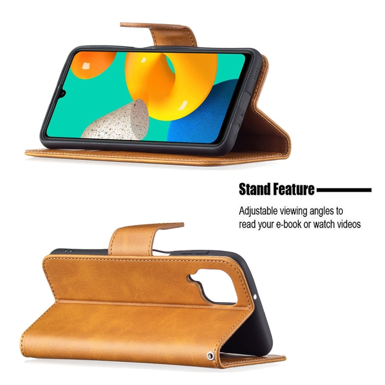 For Samsung Galaxy M32 Retro Lambskin Texture Pure Color Horizontal Flip PU Leather Case with Holder & Card Slots & Wallet & Lanyard