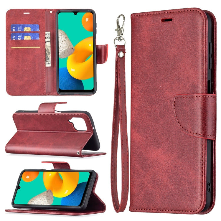 For Samsung Galaxy M32 Retro Lambskin Texture Pure Color Horizontal Flip PU Leather Case with Holder & Card Slots & Wallet & Lanyard